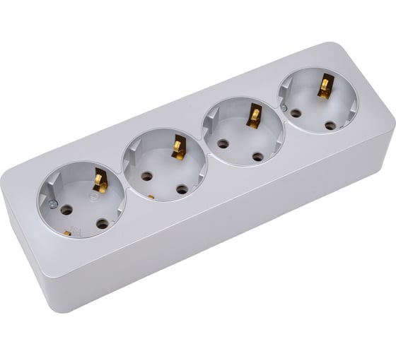 Изображение товара 4-местная розетка STEKKER с/з открытой установки 250в, 16а, ip20, серия софия, серебро, mst16-14-03 49332