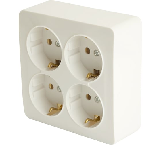 Изображение товара 4-местная розетка STEKKER с/з открытой установки квадрат, 250в, 16а, ip20, серия софия, белый, mst16-14s-01, 49310