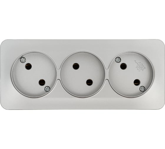 Изображение товара 3-местная розетка STEKKER б/з открытой установки 250в, 10а, ip20, серия софия, серебро, mst10-13-03, 49329