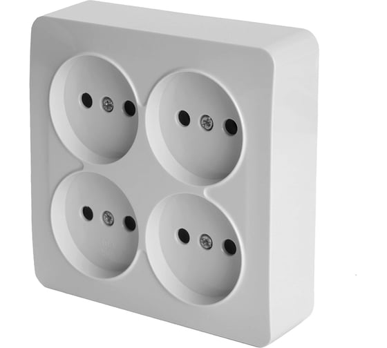 Изображение товара 4-местная розетка STEKKER б/з открытой установки квадрат, 250в, 10а, ip20, серия софия, белый, mst10-14s-01, 49309
