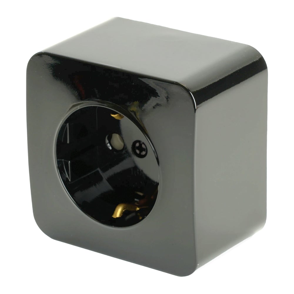 Изображение товара Розетка силовая односторонняя IP20 серия София черная 1 пост