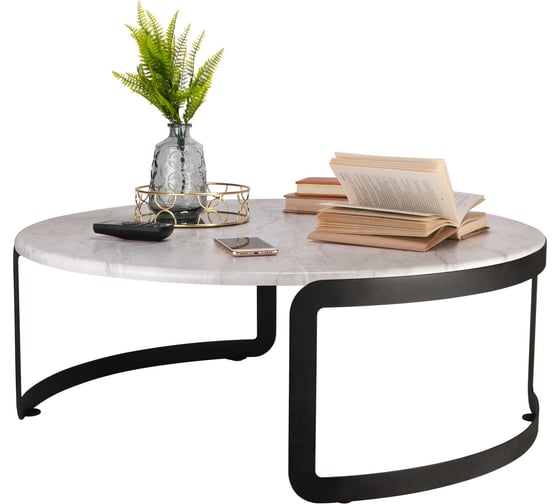 Изображение товара Низкий круглый журнальный столик в стиле лофт Callisto mobili М020.1А70