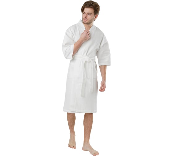 Изображение товара Вафельный халат-кимоно Luscan размер 50-52, белый 1898742