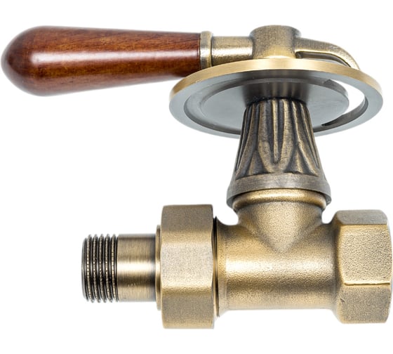 Изображение товара Вентиль РАДИМАКС RETROstyle латунный 1/2", с деревянной ручкой, прямой v 675L 1/2