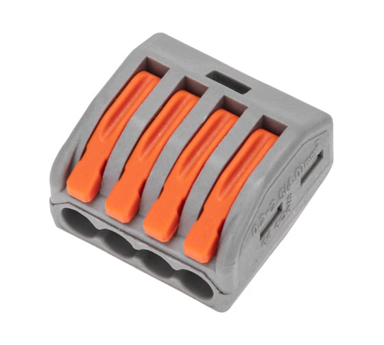 Изображение товара Универсальная клемма REXANT СМК 222-414, 4-проводная, серая, 0,08-2,5/4 мм2, 10 шт. 07-5254-4-10