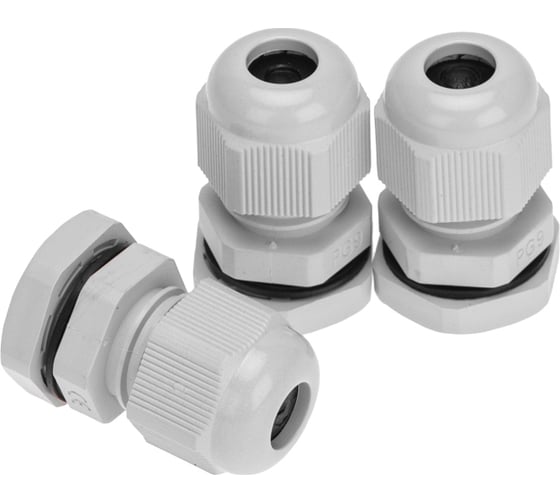 Изображение товара Кабельный ввод REXANT PG-9 (4-8мм) серый, комплект (3 шт/уп) 07-8009-A3