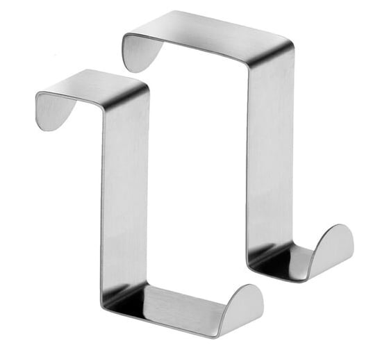 Изображение товара Набор крючков UNISTOR PITON с креплением на дверь 40 мм или мебельный фасад 20 мм, нержавеющая сталь, 2x4х6 см, 2 шт. 213045