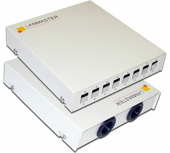 Изображение товара Оптический настенный кросс LANMASTER металлический, на 8 SC адаптеров LAN-FOBM-WM-8SC