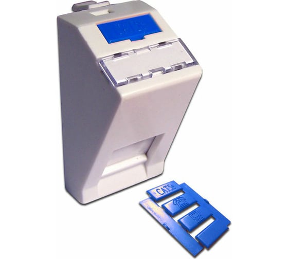 Изображение товара Вставка LANMASTER 22.5х45 на 1 кейстоун, угловая, со шторкой, маркировкой белая LAN-SIP-22A-WH