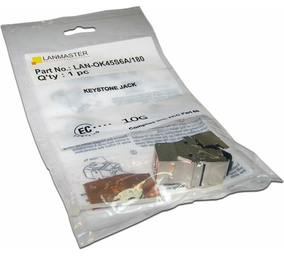 Изображение товара Вставка Keystone LANMASTER RJ-45, категория 6a, экранированная, 180 градусов, LAN-OK45S6A/180
