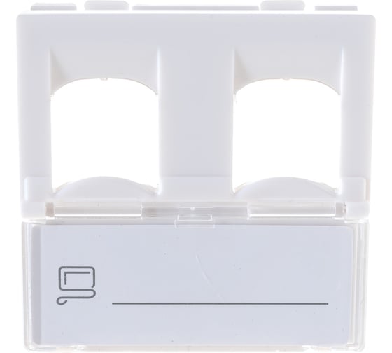 Изображение товара Вставка LANMASTER 45x45 на 2 кейстоуна, со шторкой, маркировкой, белая, LAN-SIP-24L-WH