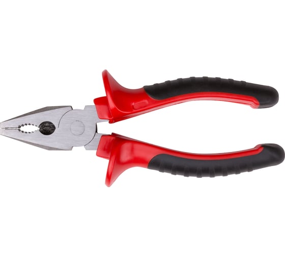 Изображение товара Пассатижи КУРС полированная инструментальная сталь, двухкомпонентные красно-черные ручки, 180 мм 47554