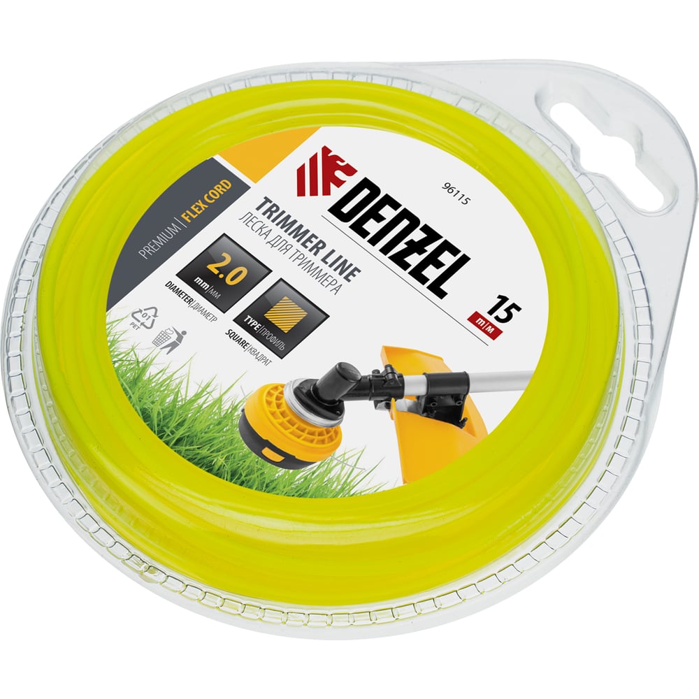 Изображение товара Леска для триммера квадрат 2 мм х 15 м DENZEL