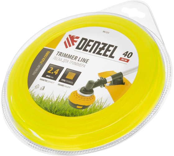 Изображение товара Леска для триммера квадрат 2,4 мм х 40 м, блистер FLEX CORD DENZEL 96123