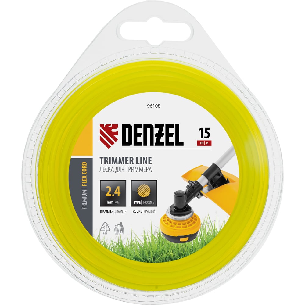 Изображение товара Леска для триммера круг 2,4 мм 15 м FLEX CORD DENZEL 96108