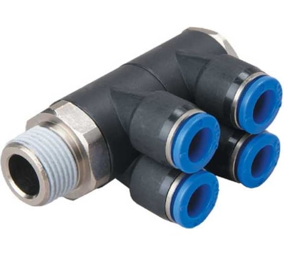 Изображение товара Фитинг цанговый коллектор резьба R1/4 четыре выхода под трубку 8 мм CDC Pneumatics PAT 08022N 0802(2)N