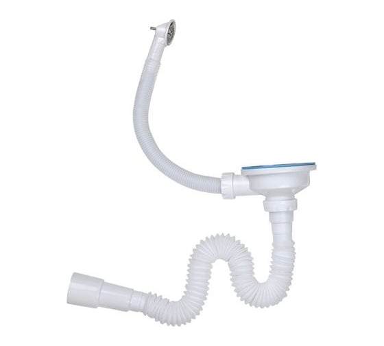 Изображение товара Сифон AV Engineering 3 1/2 гофрированный, с круглым переливом, пластиковый винт 45 мм, выход 40/50 AVE129779