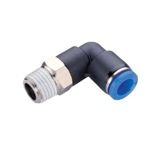 Изображение товара Фитинг цанговый угловой 4 мм с наружной металлической резьбой R1/4 CDC Pneumatics PL 0402