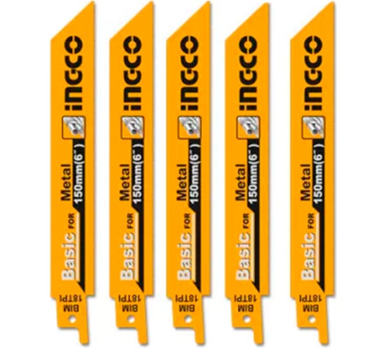 Изображение товара Полотна по металлу для сабельной пилы 150 мм, 5 шт INGCO RSB922EF