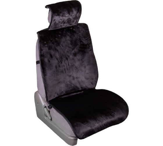 Изображение товара Накидка сиденья SKYWAY ARCTIC меховая, искусственный мутон, 5 предметов, черный, гладкая S03001088