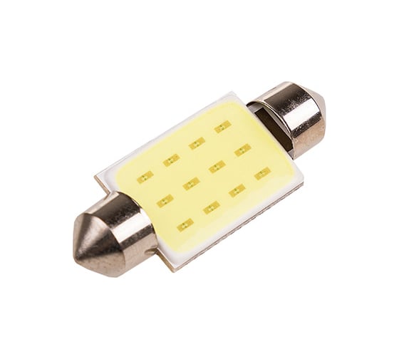 Изображение товара Автолампа диод SKYWAY T11, 12V, 1 COB, блистер с цоколем, 1-контакт, белая, комплект 2 шт., салон, номер S08201349