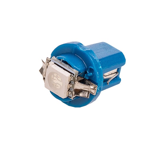 Изображение товара Автолампа диод SKYWAY T8,5, 12V, 1 SMD, блистер с цоколем, 1-контакт, синяя, комплект 2 шт., габариты, номер S08201361