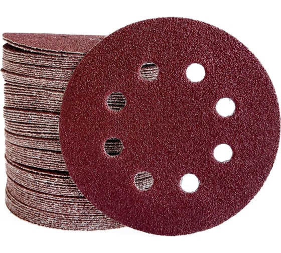 Изображение товара Круги шлифовальные на липучке 125 мм, P60, 100 шт Vitatools R-125-P60-100-8