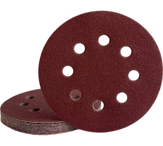 Изображение товара Круги шлифовальные на липучке 125 мм, Р100, 10 шт Vitatools R-125-P100-10-8