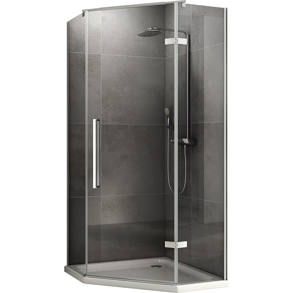 Изображение товара Душевой уголок ABBER Ewiges Wasser AG05100 многоугольный хром стекло 1000 мм