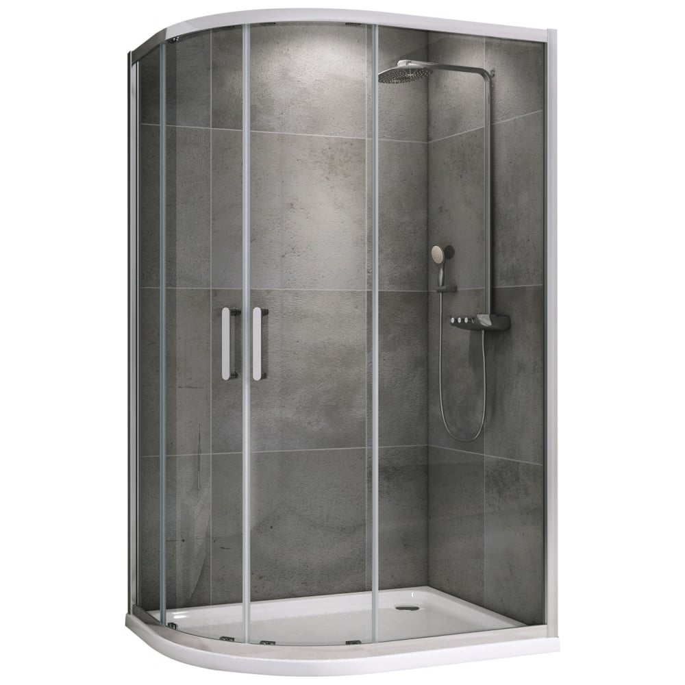 Изображение товара Душевой уголок ABBER Schwarzer Diamant AG01180 полукруглая форма хром стекло