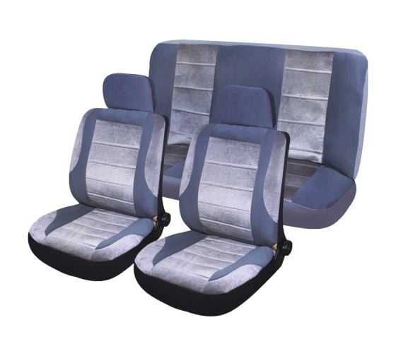 Изображение товара Чехлы сиденья SKYWAY Velvet-6 велюр, 11 предметов, темно-серый/светло-серый S01301003