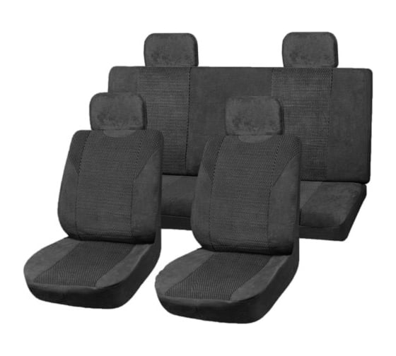 Изображение товара Чехлы сиденья SKYWAY Velvet-4 велюр, 11 предметов, черный S01301006