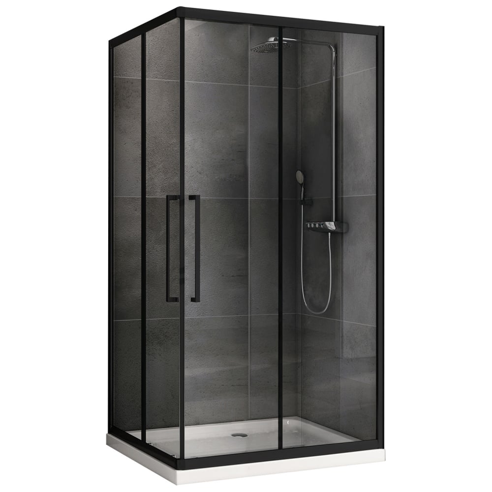 Изображение товара Душевой уголок ABBER Schwarzer Diamant AG02128BH 1200x800 мм с раздвижными шторками