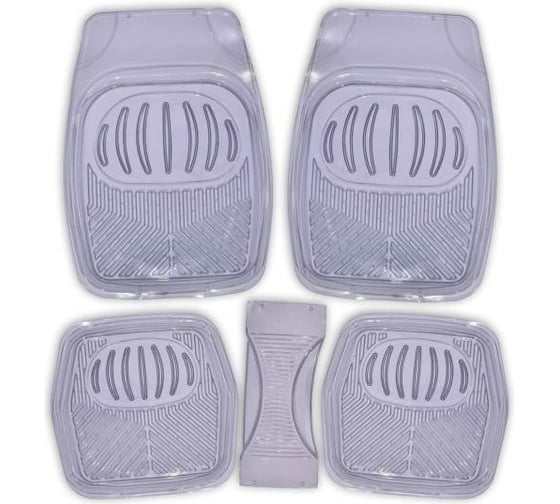 Изображение товара Коврик салона SKYWAY Rain-1 5 предметов, с перемычкой, ванночка, виниловый, серый, прозрачный S01702044