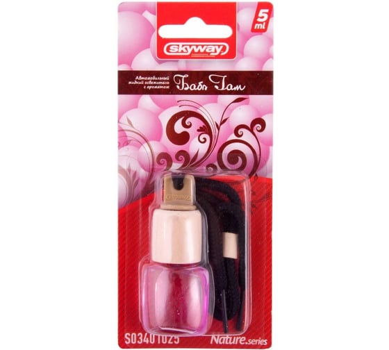 Изображение товара Подвесной ароматизатор - бутылочка с деревянной крышкой SKYWAY Nature.series 5 мл, баббл гам S03401025