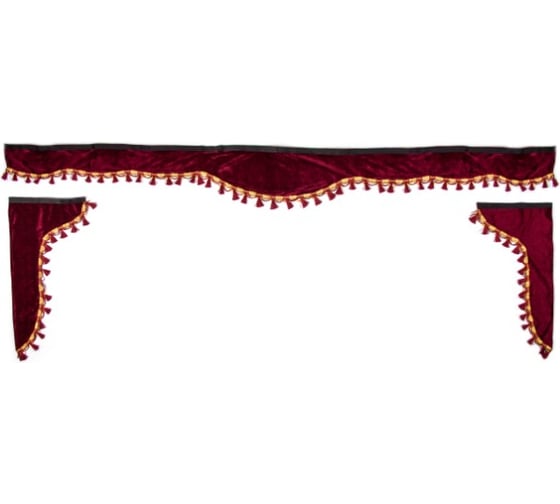 Изображение товара Ламбрекен лобового стекла со шторками SKYWAY 220/33x60, бордо S01203040