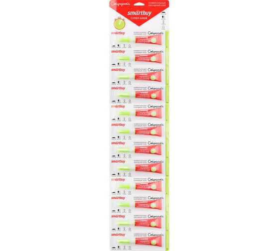 Изображение товара Супер-клей Smartbuy универсальный, прозрачный, 3 гр., лента bl-12 (144/576), 12 шт. SBT-SG-1P1