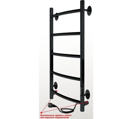 Изображение товара Электрический полотенцесушитель INDIGO Arc Lux б/п electro 70/30 таймер, скр.монтаж, унив.подкл.R/L, черный муар LCALE70-30BRRt