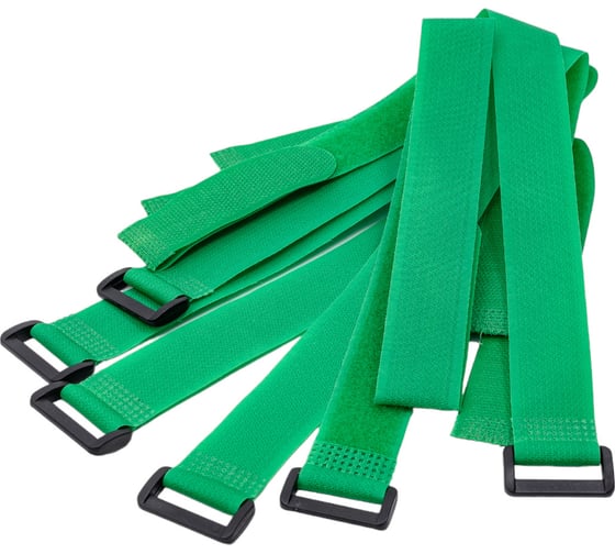 Изображение товара Хомуты-липучки с пластиковой пряжкой HLT 25х450 мм, зеленая, 20 шт. 084-07-375