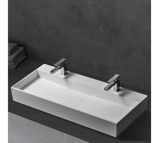 Изображение товара Накладная раковина ABBER Stein двойная, белая матовая AS2642