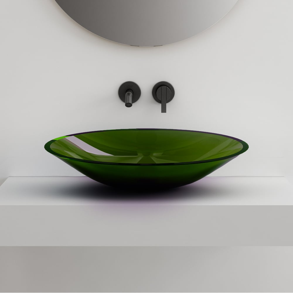 Изображение товара Накладная прозрачная раковина ABBER Kristall зеленая AT2812Emerald современная овальная