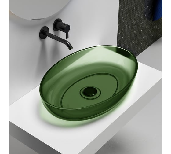 Изображение товара Накладная прозрачная раковина ABBER Kristall зеленая AT2801Emerald