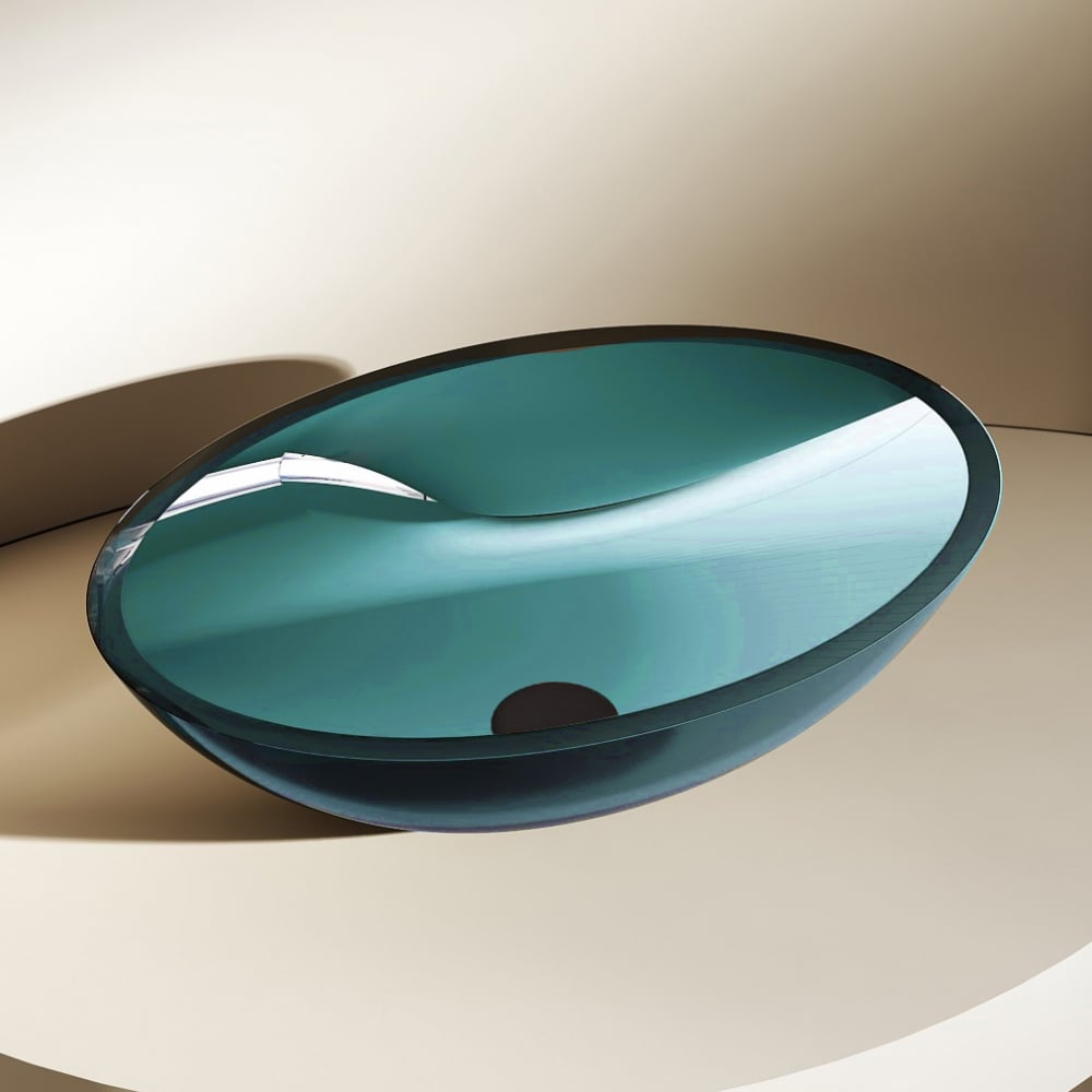 Изображение товара Накладная бирюзовая раковина ABBER Kristall AT2802Aquamarin современная овальная