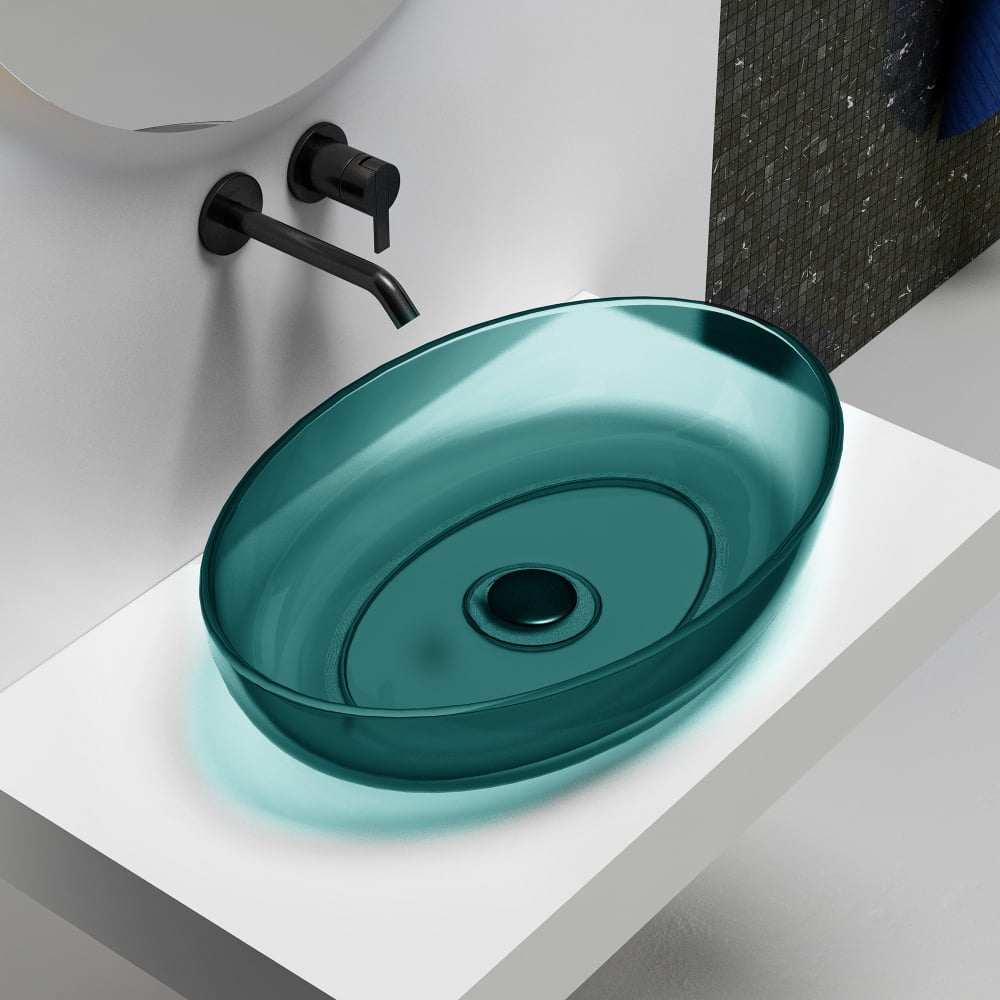 Изображение товара Накладная прозрачная раковина ABBER Kristall бирюзовая AT2801Aquamarin