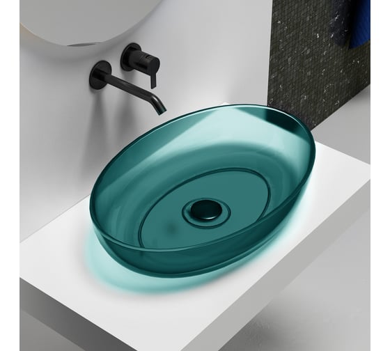 Изображение товара Накладная прозрачная раковина ABBER Kristall бирюзовая AT2801Aquamarin