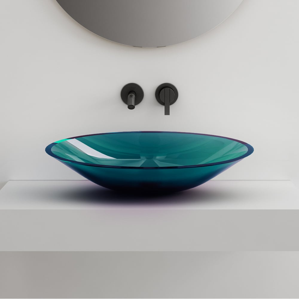 Изображение товара Накладная прозрачная раковина ABBER Kristall бирюзовая