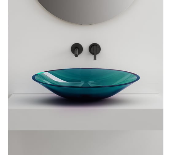 Изображение товара Накладная прозрачная раковина ABBER Kristall бирюзовая AT2812Aquamarin