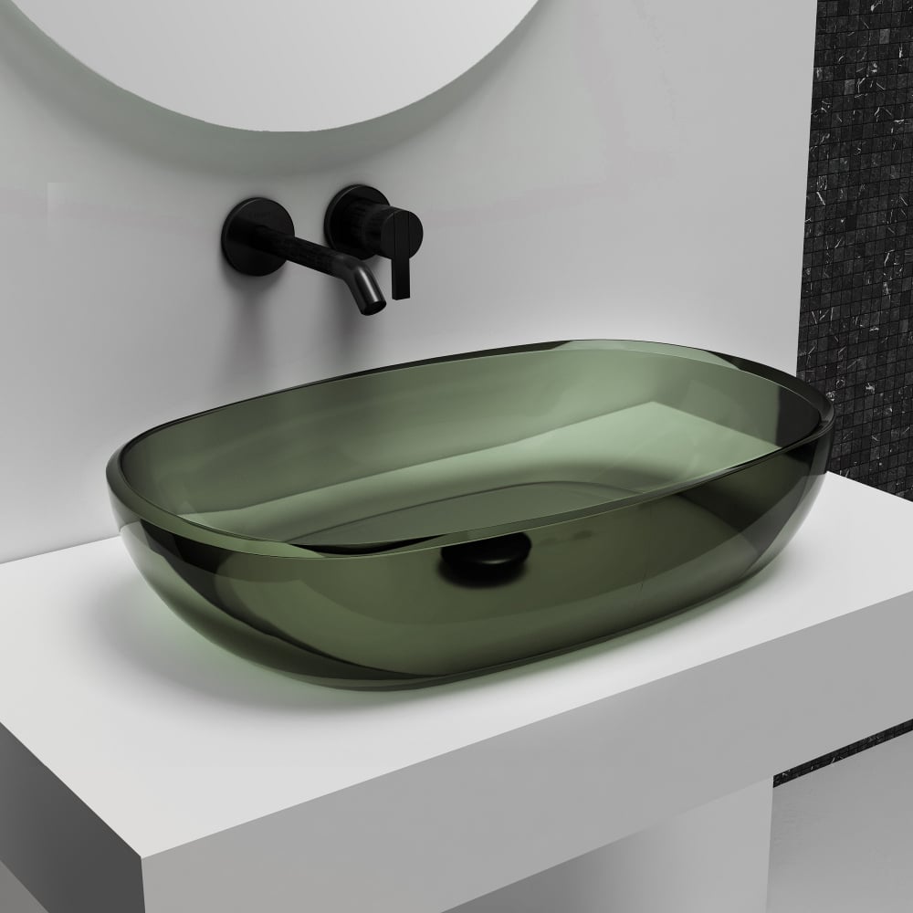 Изображение товара Накладная прозрачная раковина ABBER Kristall оливковая AT2805Vesuvian