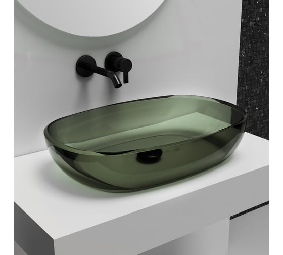 Изображение товара Накладная прозрачная раковина ABBER Kristall оливковая AT2805Vesuvian