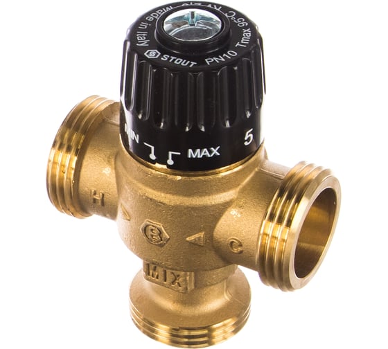 Изображение товара Термостатический смесительный клапан STOUT 1 НР, 30-65°С, KV 2.3 SVM-0125-236525 RG008TIGH6N45M